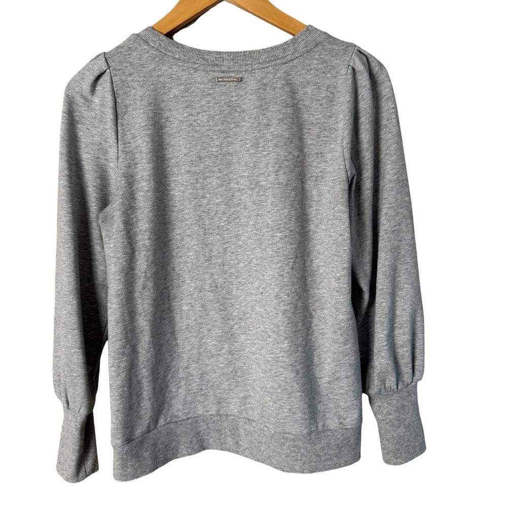 Michael‎ Kors Gray Puff Sleeve Lightweight Sweatshirt Pullover Top Size S - Picture 7 of 9
